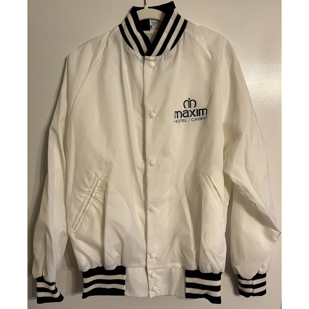 Windjammer Maxim Hotel/Casino Bomber Jacket Vintage (1980s) ‎ - White (Size: L)
